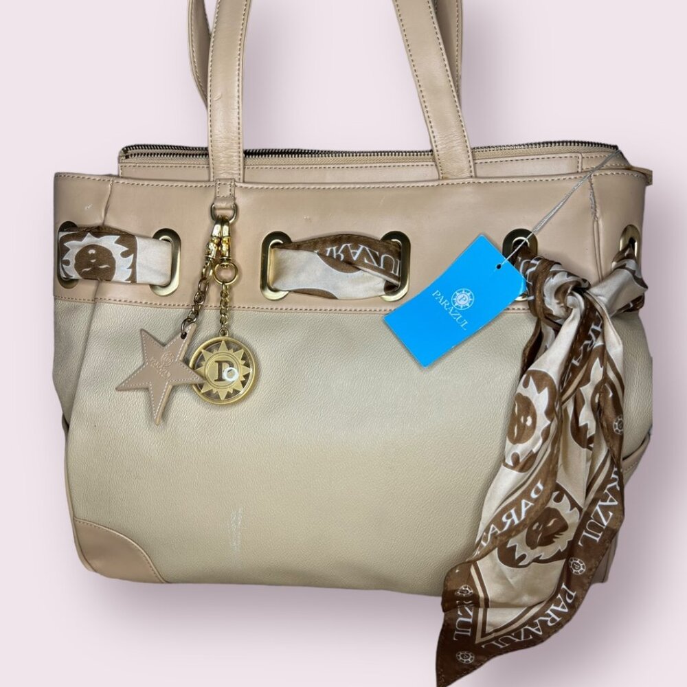 Parazul Large Leather Tote with Scarf Detail